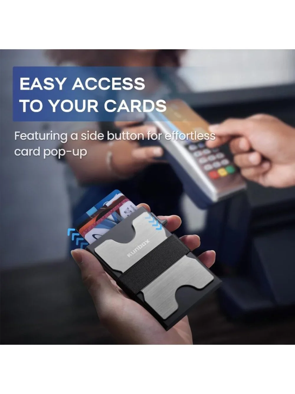 〽️Men Silver Slim 6+6 Card Holder Minimalist RFID Blocking Wallet